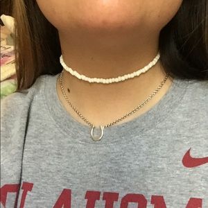 White beaded choker